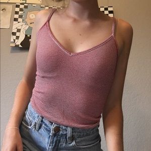 🌼Brandy Melville🌼 Ribbed Crop Red and White Tank